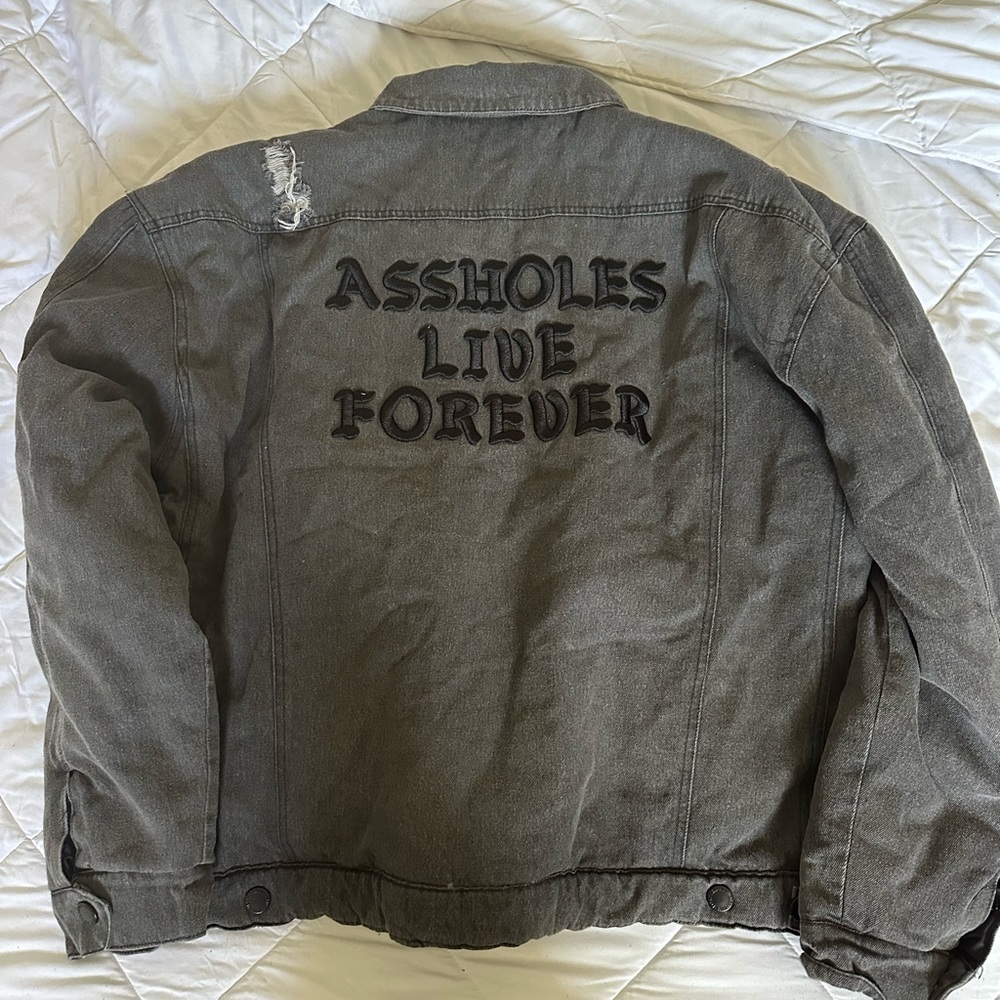 Assholes live forever BRAND NEW reversible black and grey jacket size large
